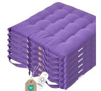 HOMESCAPES Galette de Chaise 40x40 cm, Lot de 6, Coussin de Chaise en Coton, Coloris Violet