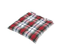 HOMESCAPES Galette de Chaise carrée 40x40 cm, Coussin de Chaise matelassé en Coton, Carreaux écossais Rouge