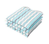 HOMESCAPES Galette de Chaise carrée 40x40 cm, Lot de 4 Coussins de Chaise matelassé en Coton, Rayures Bleues