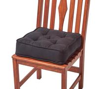 HOMESCAPES Galette de Chaise, Coussin de Chaise rehausseur en suédine Noir, 40 x 40 x 10 cm