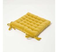 HOMESCAPES Galette de Chaise en Velours, Coussin de Chaise Jaune Moutarde, Dessus de Chaise 40x40x5 cm