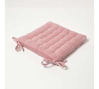 Galette de chaise en velours 40x40 cm - Rose - 100% coton - HOMESCAPES
