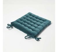 HOMESCAPES Galette de Chaise en Velours, Coussin de Chaise Vert émeraude, Dessus de Chaise 40x40x5 cm
