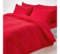 HOMESCAPES Housse de Couette 135x200 cm et 1 taie d’Oreiller 50x75 cm, Parure de lit 1 Personne en 100% Coton égyptien 200 Fils, Coloris Rouge