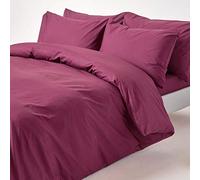 HOMESCAPES Housse de Couette 135x200 cm et 1 taie d’Oreiller 50x75 cm, Parure de lit 1 Personne en 100% Coton égyptien 200 Fils, Coloris Bordeaux