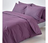 HOMESCAPES Housse de Couette 135x200 cm et 1 taie d’Oreiller 50x75 cm, Parure de lit 1 Personne en 100% Coton égyptien 200 Fils, Coloris Raisin