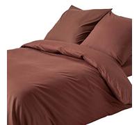 HOMESCAPES Housse de Couette 150 x 200 cm et 1 taie d'oreiller 80x80 cm, Parure de lit en 100% Coton égyptien 200 Fils, Coloris Chocolat