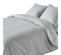 HOMESCAPES Housse de Couette 150 x 200 cm et 1 taie d'oreiller 80x80 cm, Parure de lit en 100% Coton égyptien 200 Fils, Coloris Gris