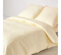 HOMESCAPES Housse de Couette 155x220 cm et 1 taie d’Oreiller 80x80 cm, Parure de lit 1 Personne en Percale de Coton 330 Fils, Coloris Jaune Pastel