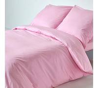 HOMESCAPES Housse de Couette 155x220 cm et 1 taie d'oreiller 80x80 cm, Parure de lit en 100% Coton égyptien 200 Fils, Coloris Rose