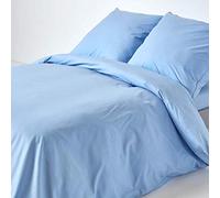 HOMESCAPES Housse de Couette 155x220 cm et 1 taie d'oreiller 80x80 cm, Parure de lit en 100% Coton égyptien 200 Fils, Coloris Bleu