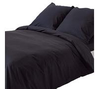 HOMESCAPES Housse de Couette 155x220 cm et 1 taie d'oreiller 80x80 cm, Parure de lit en 100% Coton égyptien 200 Fils, Coloris Noir