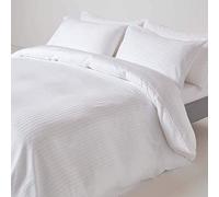 HOMESCAPES Housse de Couette 200x200 cm et 2 taies d’Oreiller 50x75 cm, Parure de lit 2 Personnes en Percale de Coton 330 Fils, Coloris Blanc
