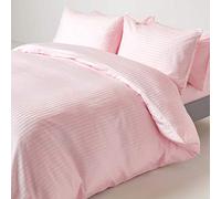 HOMESCAPES Housse de Couette 200x200 cm et 2 taies d’Oreiller 50x75 cm, Parure de lit 2 Personnes en Percale de Coton 330 Fils, Coloris Rose