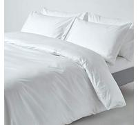 HOMESCAPES Housse de Couette 230x220 cm et 2 taies d’Oreiller 50x75 cm, Parure de lit 2 Personnes en 100% Coton égyptien 200 Fils, Coloris Blanc