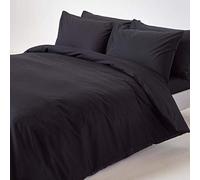 HOMESCAPES Housse de Couette 230x220 cm et 2 taies d’Oreiller 50x75 cm, Parure de lit 2 Personnes en 100% Coton égyptien 200 Fils, Coloris Noir