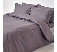 HOMESCAPES Housse de Couette 230x220 cm et 2 taies d’Oreiller 50x75 cm, Parure de lit 2 Personnes en 100% Coton égyptien 200 Fils, Coloris Gris foncé
