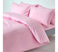 HOMESCAPES Housse de Couette 230x220 cm et 2 taies d’Oreiller 50x75 cm, Parure de lit 2 Personnes en 100% Coton égyptien 200 Fils, Coloris Rose