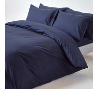 HOMESCAPES Housse de Couette 230x220 cm et 2 taies d’Oreiller 50x75 cm, Parure de lit 2 Personnes en 100% Coton égyptien 200 Fils, Coloris Bleu Marine