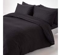 HOMESCAPES Housse de Couette 230x220 cm et 2 taies d’Oreiller 50x75 cm, Parure de lit 2 Personnes en Percale de Coton 330 Fils, Coloris Noir