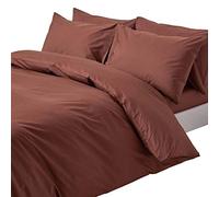 HOMESCAPES Housse de Couette 230x220 cm et 2 taies d’Oreiller 50x75 cm, Parure de lit 2 Personnes en 100% Coton égyptien 200 Fils, Coloris Chocolat