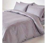HOMESCAPES Housse de Couette 230x220 cm et 2 taies d’Oreiller 50x75 cm, Parure de lit 2 Personnes en Percale de Coton 330 Fils, Coloris Gris