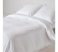 HOMESCAPES Housse de Couette 240x220 cm et 2 taies d’Oreiller 80x80 cm, Parure de lit 2 Personnes en Percale de Coton 330 Fils, Coloris Blanc
