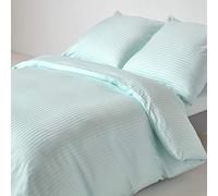 HOMESCAPES Housse de Couette 240x220 cm et 2 taies d’Oreiller 80x80 cm, Parure de lit 2 Personnes en Percale de Coton 330 Fils, Coloris Bleu