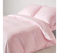 HOMESCAPES Housse de Couette 240x220 cm et 2 taies d’Oreiller 80x80 cm, Parure de lit 2 Personnes en Percale de Coton 330 Fils, Coloris Rose