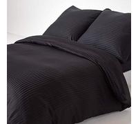 HOMESCAPES Housse de Couette 240x220 cm et 2 taies d’Oreiller 80x80 cm, Parure de lit 2 Personnes en Percale de Coton 330 Fils, Coloris Noir