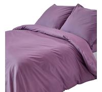 HOMESCAPES Housse de Couette 240x220 cm et 2 taies d'oreiller 80x80 cm, Parure de lit en 100% Coton égyptien 200 Fils, Coloris Raisin