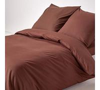 HOMESCAPES Housse de Couette 240x220 cm et 2 taies d'oreiller 80x80 cm, Parure de lit en 100% Coton égyptien 200 Fils, Coloris Chocolat