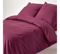 HOMESCAPES Housse de Couette 240x220 cm et 2 taies d'oreiller 80x80 cm, Parure de lit en 100% Coton égyptien 200 Fils, Coloris Bordeaux