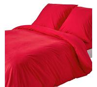 HOMESCAPES Housse de Couette 240x220 cm et 2 taies d'oreiller 80x80 cm, Parure de lit en 100% Coton égyptien 200 Fils, Coloris Rouge