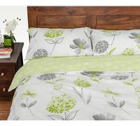 HOMESCAPES Housse de couette avec motif floral vert, densité de fil 200, King 230 x 220cm