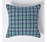 HOMESCAPES Housse de Coussin à Carreaux écossais Bleu, Housse de Coussin décoratif 60x60 cm en Coton