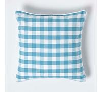 HOMESCAPES Housse de Coussin à Carreaux Vichy Bleu, Housse de Coussin décoratif 45x45 cm
