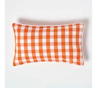 HOMESCAPES Housse de Coussin à Carreaux Vichy Orange, Housse de Coussin décoratif 30x50 cm