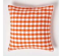 HOMESCAPES Housse de Coussin à Carreaux Vichy Orange, Housse de Coussin décoratif 60x60 cm