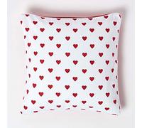 HOMESCAPES Housse de Coussin à imprimé Cœur Rouge, Housse de Coussin décoratif 45x45 cm