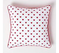 HOMESCAPES Housse de Coussin à imprimé Cœur Rouge, Housse de Coussin décoratif 60x60 cm