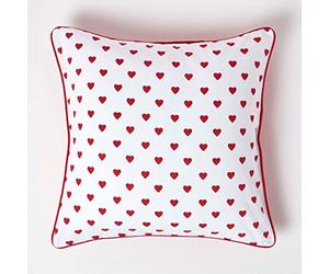 HOMESCAPES Housse de Coussin à imprimé Cœur Rouge, Housse de Coussin décoratif 60x60 cm