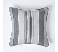 HOMESCAPES Housse de Coussin à Rayures Morocco Gris, Housse de Coussin 60x60 cm