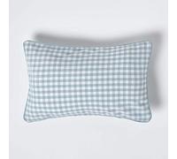 HOMESCAPES Housse de Coussin Bleu à Carreaux Vichy en Coton, Housse de Coussin décoratif 30x50 cm