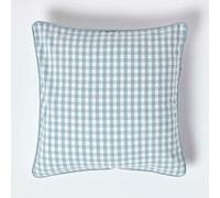 HOMESCAPES Housse de Coussin Bleu à Carreaux Vichy en Coton, Housse de Coussin décoratif 45x45 cm