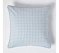 HOMESCAPES Housse de Coussin Bleu à Carreaux Vichy en Coton, Housse de Coussin décoratif 60x60 cm