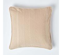HOMESCAPES Housse de Coussin en Coton Beige Rajput, Housse de Coussin 60x60 cm