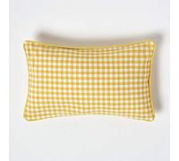 HOMESCAPES Housse de Coussin Jaune à Carreaux Vichy en Coton, Housse de Coussin décoratif 30x50 cm
