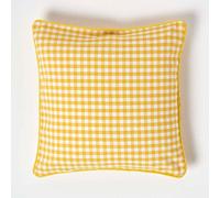 HOMESCAPES Housse de coussin Jaune à carreaux Vichy en coton, Housse de coussin décoratif 45x45 cm