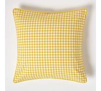 HOMESCAPES Housse de coussin Jaune à carreaux Vichy en coton, Housse de coussin décoratif 60x60 cm